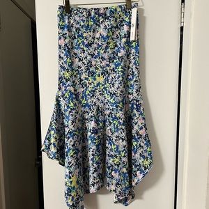 Aqua multicolored floral midi skirt with tags